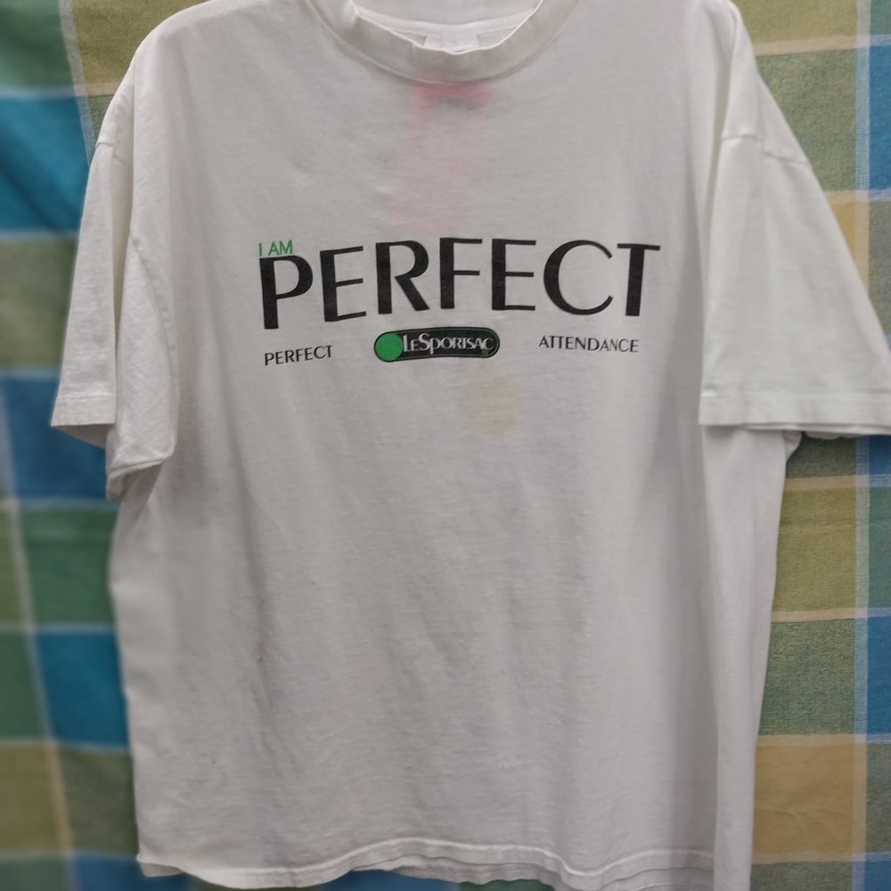 2587 Size XL Le Sportsac Vintage Perfect Attendance Tee Shirt, Single Stitch